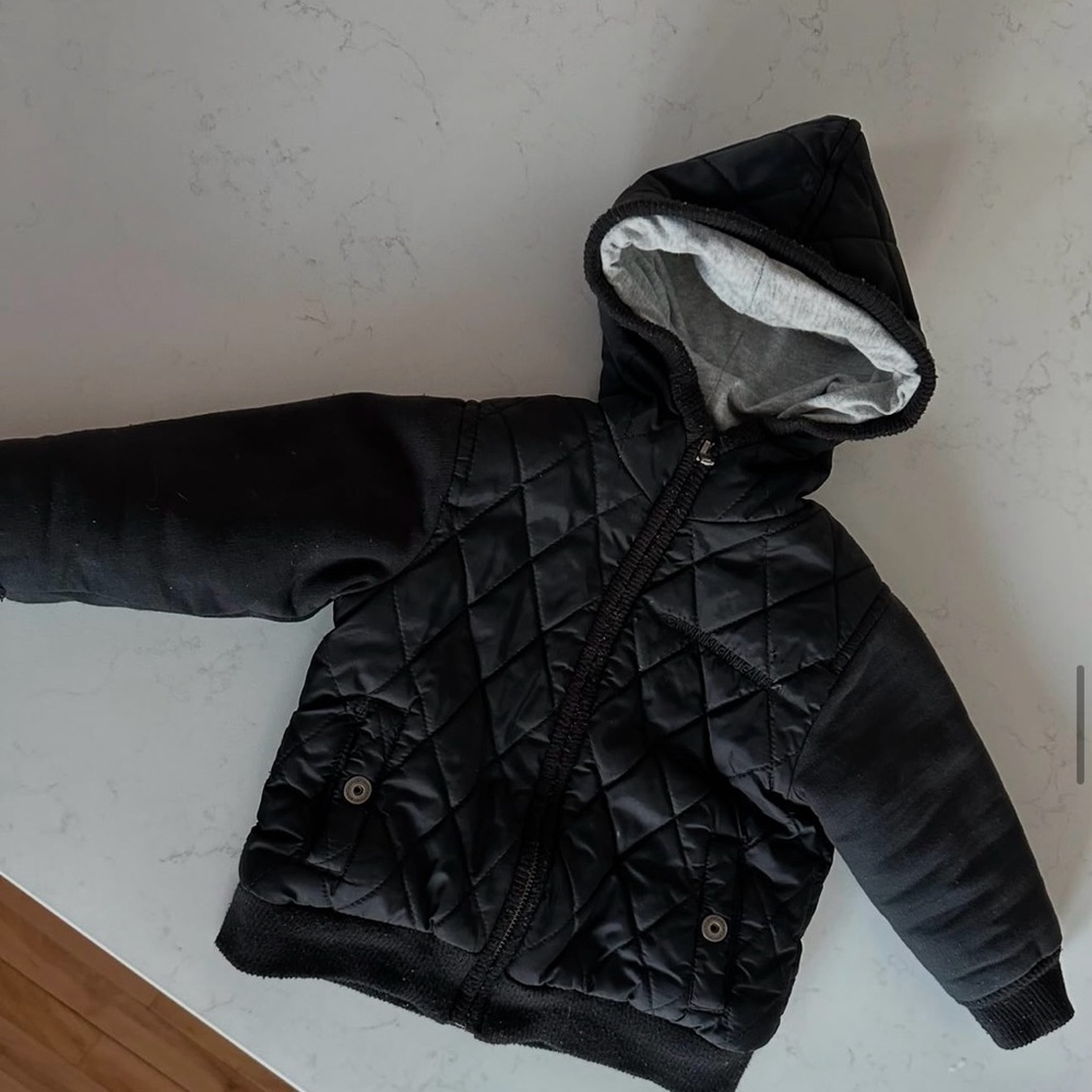 Quilted Black Hooded Jacket